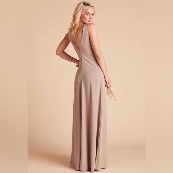 NWT Birdy Grey Dress SHAMIN DRESS CREPE TAUPE Medium Formal Gown Bridesmaid - Picture 3 of 7